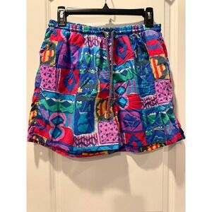 Vintage Santostefano Mens Abstract Geometric‎ Swim Trunks Multicolor Medium 90s